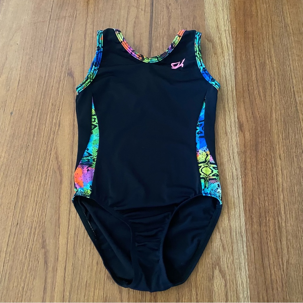 GK Leotard Black with Vibrant Accents